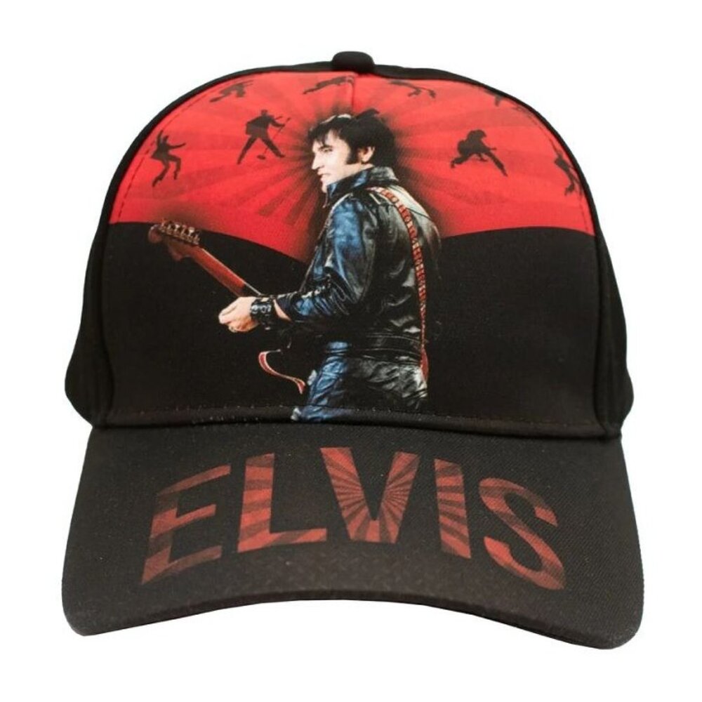 New Black Elvis Presley Hat Red 68 Comeback Baseball Cap Gift NWT Guitar Picture